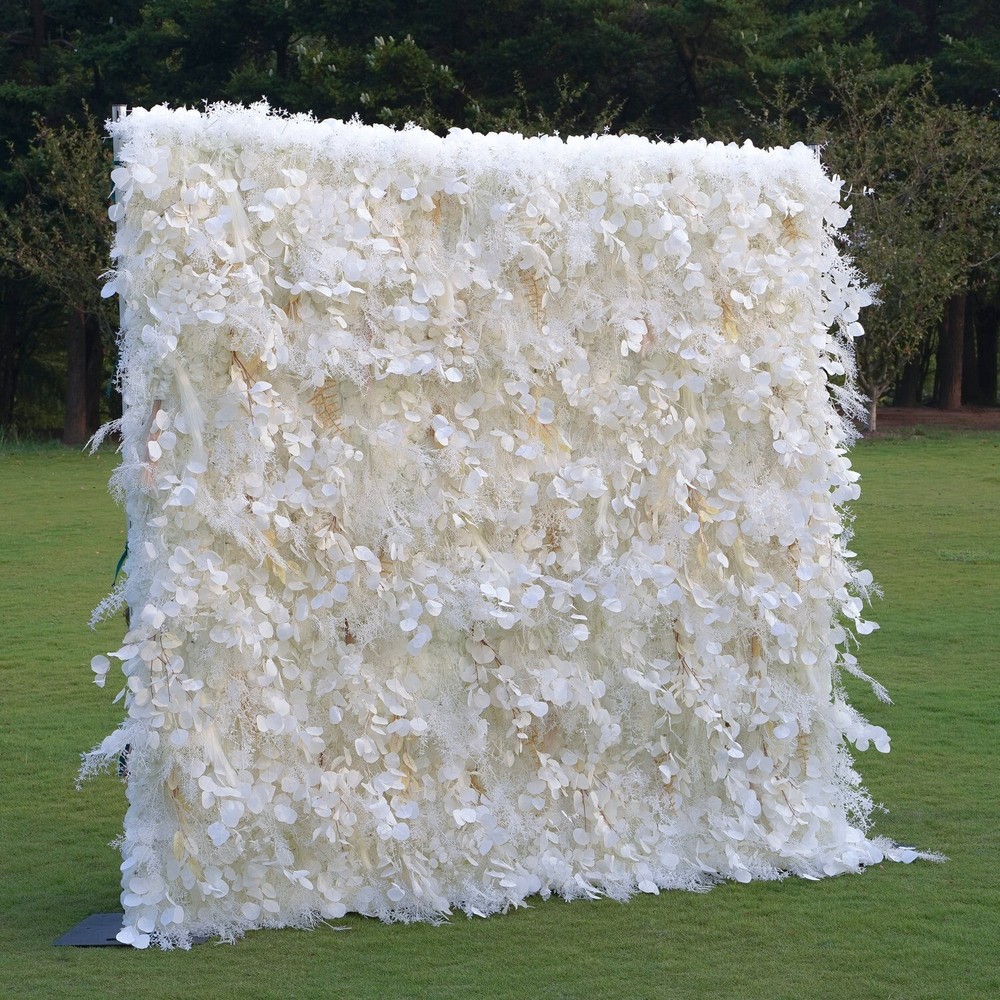 Pampas 5D Grey Pampas Grass Fabric Artificial rolling up curtain flower 8FT×8FT