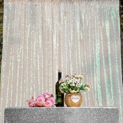 Iridescent White Sequin Backdrop Curtain 10FTx10FT Glitter Sequence Drapes fo…