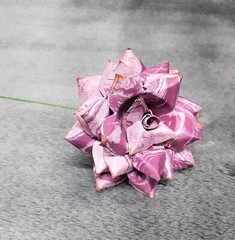 7 Handmade Paper Flowers on stems (Marbled Lt Purple) for Wedding, St. Valentine