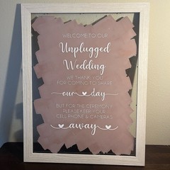 Unplugged Wedding Ceremony Sign Wood Frame Glass Sign 20.5 X 26.5 In.