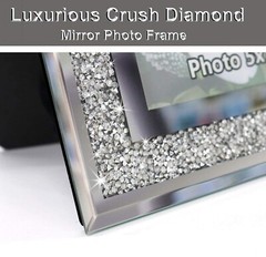 Crushed Diamond Wedding Mirror Photo Frame, Crystal Silver Glass Picture Fram…