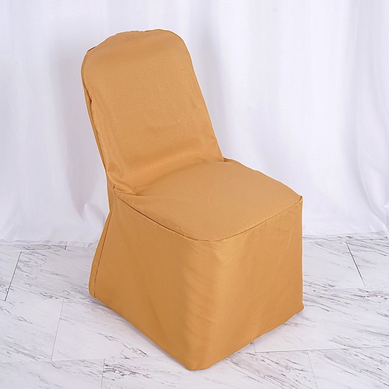 50 Gold POLYESTER BANQUET CHAIR COVERS Wholesale Wedding Party Decorations