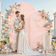 Arch Backdrop Covers – 7.2FT, 6FT Spandex Fitted Wedding 7.2FT,6FT Pale Pink