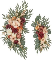 Wedding Arch Flowers Set of 2 Flower Swag Arrangements Burnt Orange Wedding