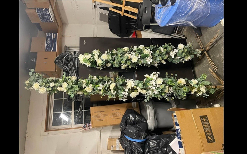 Handmade White & Green Non- Conventional Wedding Arch