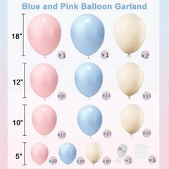 Gender Reveal Balloons Garland Kit, 124pcs Dusty Pink and Dusty Blue Sand Whi…