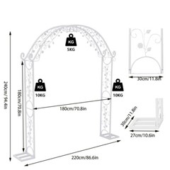 Large Rust-proof Wedding Arch Garden Arbor Curved Metal Garden Arch Trellis NEW