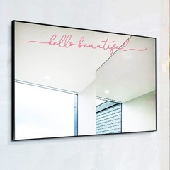 Hello Beautiful Mirror Decal – Elegant Pink Vinyl Sticker for Bathroom Mir
