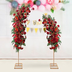 2Pcs Metal Wedding Arch Frame Party Garden Arbor Flower Backdrop Stands Decor