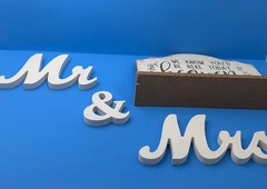 WEDDING BRIDAL MR & MRS FAMILY HEAVEN WOOD SIGNS TABLE DECOR LOT