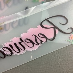 4 Pc Sets Reserved Signs for Wedding Chairs Clear Pink Background Flowers