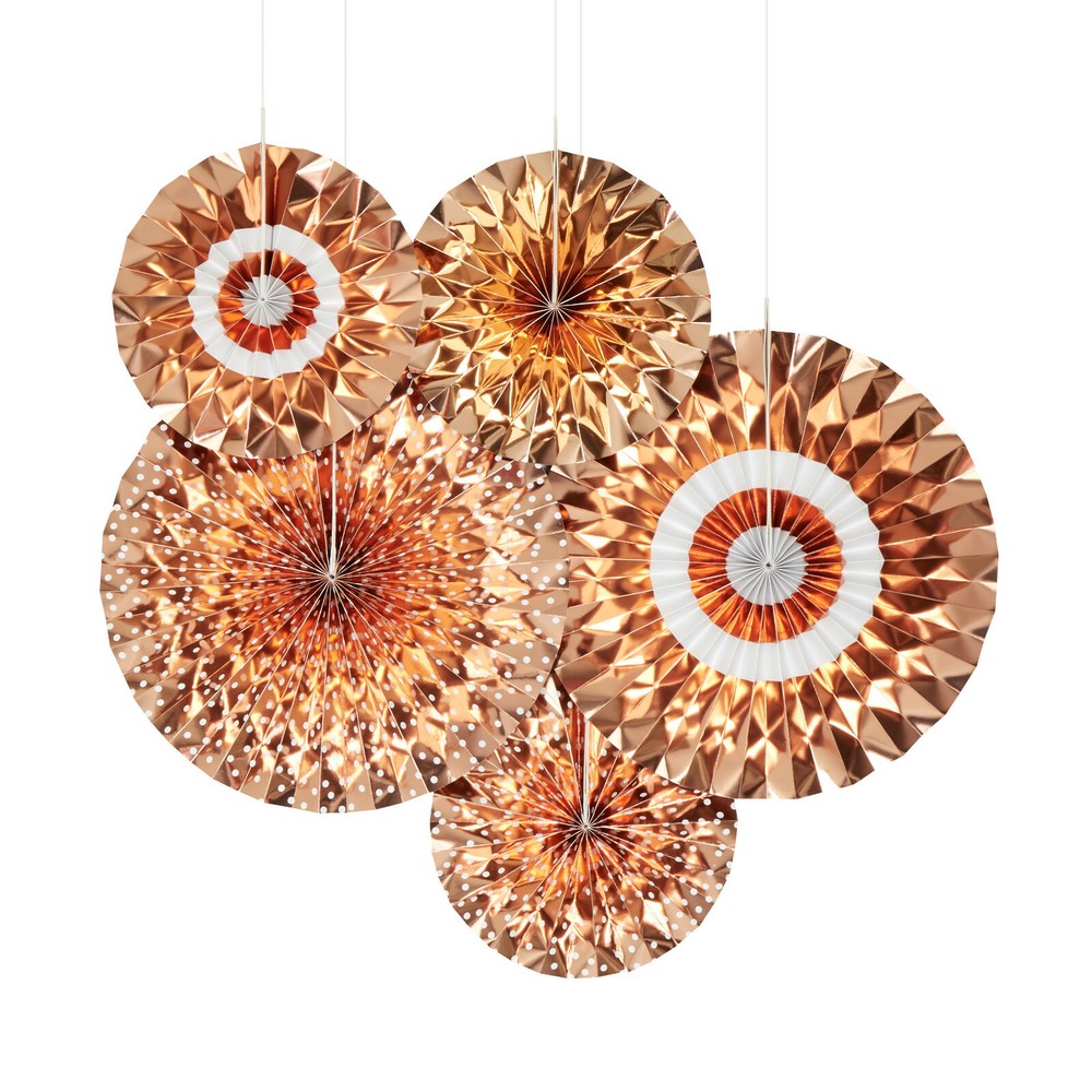 PIN WHEELS 5 PACK ROSE GOLD WHITE DOTS BACKDROP EID HOME DECOR EVENTS PARTY