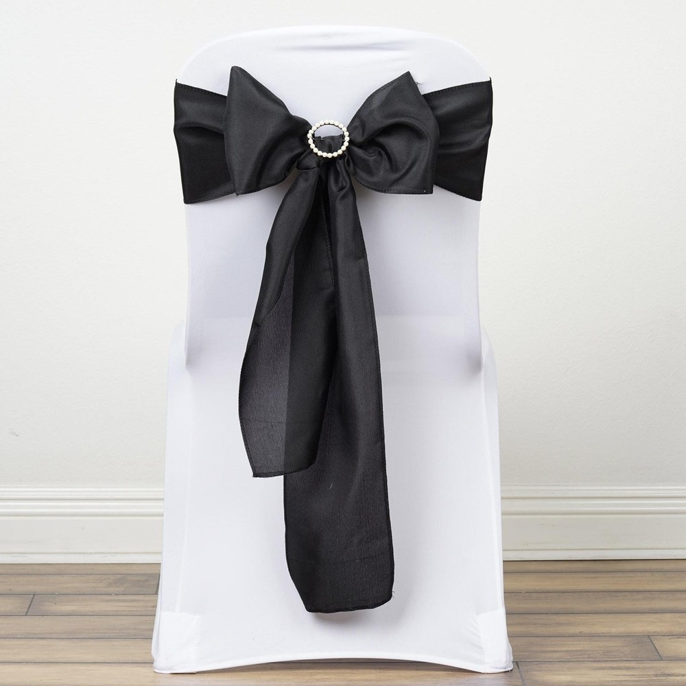 10 Black Polyester CHAIR SASHES Ties Bows Wedding Party Ceremony Decorations