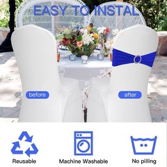 100PCS Spandex Stretch Chair Sashes Bows Elastic Chair Cover Bands Ties
