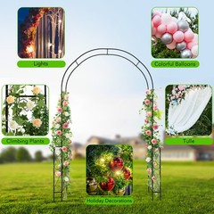 7.9 FT Metal Backdrop Stand Garden Arch Arbor Trellis for Climbing Plants Black