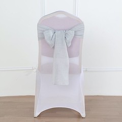 5 SILVER CHAIR SASHES Premium Polyester Faux Burlap Wedding Decorations