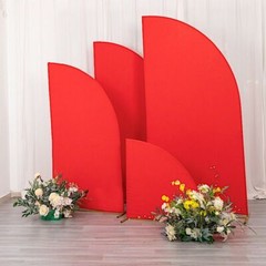 4 Matte RED Fitted Spandex Half Moon Wedding Arch Backdrop STAND COVERS Party