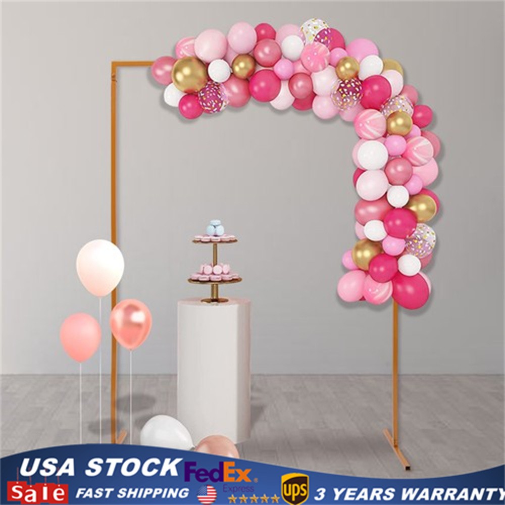 Square Wedding Arch, Gold Metal Framework Heavy Duty Backdrop Stand Garden