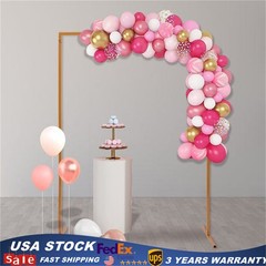 Square Wedding Arch, Gold Metal Framework Heavy Duty Backdrop Stand Garden