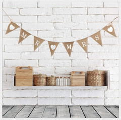 Burlap JUST MARRIED Wedding Banner Mr Mrs Rustic Party Decoration Anniversary