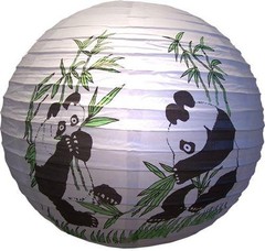 SET of 4 Chinese 16” Round Paper Lantern Fortune Bamboo Panda Home Party Decor