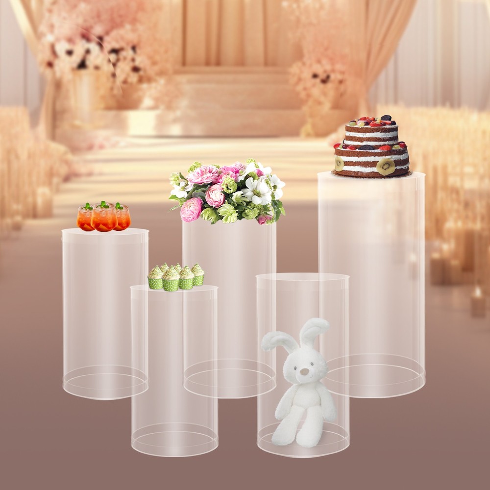 5x Large Cylinder Tables For Parties Pedestal Display Plinth Pillars For Wedding