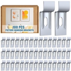 Hicarer 100 Pcs Picture Hanging Security Wall Support Brackets Picture Hangin…