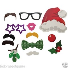 Photo Booth Props WIth Frame Christmas Theme Festive Holiday Party Fun