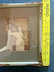 PAIR Antique Old Victorian Photo Frame +Vtg Bride Groom WEDDING Cake TOPPER Gift