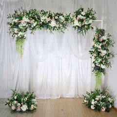10x10FT White Metal Wedding Arch Kit Ceremony Backdrop Stand Heavy Duty -40 Lbs