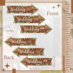 6 Pcs Wedding Direction Road Arrow Sign Ceremony & Reception Wedding This Way