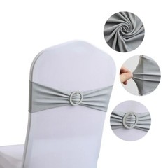 25/50/100 – Spandex Stretch Chair Sash Elastic Bow with Buckle