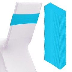 50 Pcs Spandex Chair Sashes Bows with Slider Buckle, Peacock Blue