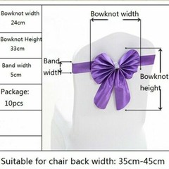 10X Chair Sash Bow Satin Bowknot Solid Slider Seat Band Wedding Party Decor Kits