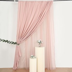 DUSTY ROSE 10 ft x 10 ft Polyester Sheer Chiffon Dual Layer CURTAIN Rod Pockets