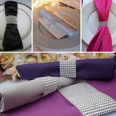 1.55″ 10FT 8rows Silver Diamond Sparkle Rhinestone Wrap Ribbon Wedding Decor