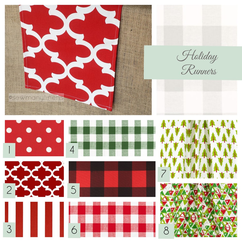 Christmas Holiday Table Runner Table Centerpiece Red and Green Linens Home Decor