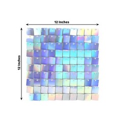 24 IRIDEDESCENT BLUE Square Sequin Shimmer Wall Photo Backdrop PANELS Party