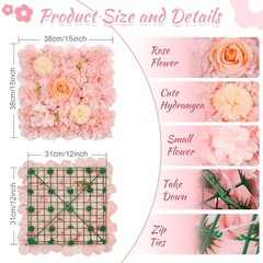 Artificial Flower Wall 5ftx3.74ft Peach Floral Backdrop Wedding Wall Panel