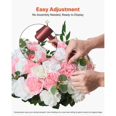 Uimoso 10PCS Pink and White Artificial Flower Balls for Wedding Decorations