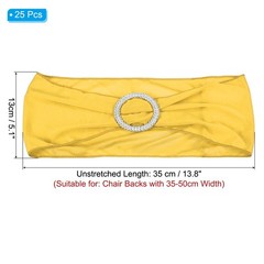 25Pcs 14″x5″ Stretch Chair Sashes Bows Chair Bands Sash with Buckle Yellow