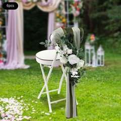 Wedding Chair Back Flowers Artificial Prevent Fading Wedding Chair Decorations