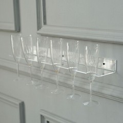 2 Clear 21″ Wall Mounted Acrylic Wine Glass Rack Champagne Flute SHELVES Party