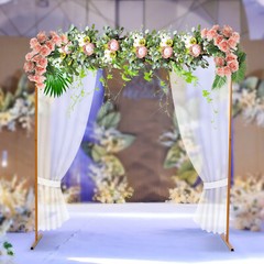 6.56 Ft Gold Wedding Arch Flower Backdrop Decoration Stand Birthday Party Supply