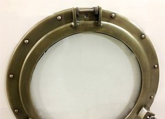 20″ Aluminum Porthole Glass Wall Photo Frame Antique Finish Cabin Porthole