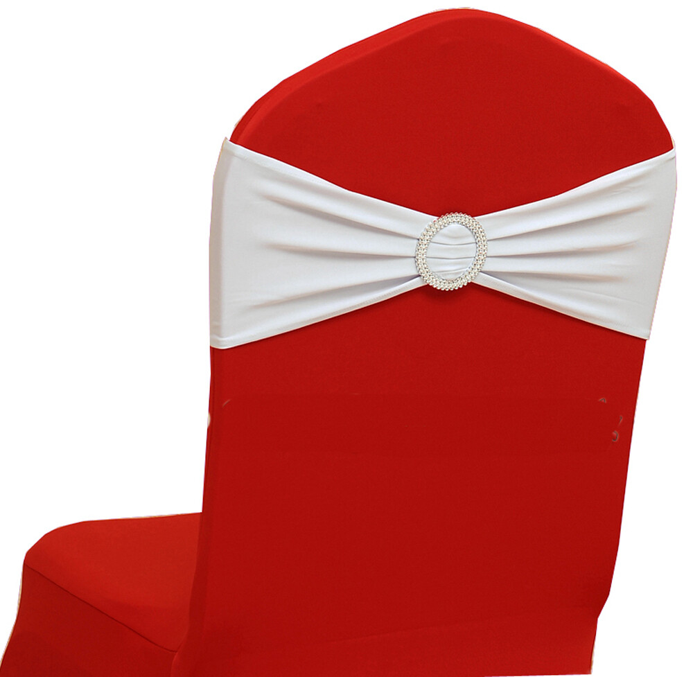 100 Spandex Stretch Chair Cover Sashes Bows for Wedding Party (White)~FREE SHIP