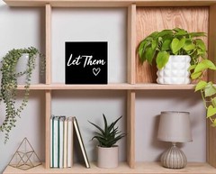 Let Them Wooden Sign, Mental Health Quote Farmhouse Wood Box Sign 5 X 5″, Let…