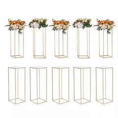 10 PCS 31.5 In./80 Cm Wedding Flower Stand Metal Vase Column Geometric Stands Go