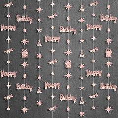 , Rose Gold Happy Birthday Garland Banner – 6.5 Feet, Pack of 8 No DIY | Rose Go