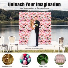 12 Pcs Artificial Flower Wall Panel Rose Dahlia Leaves Wedding Backdrop Stage